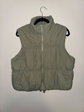 Puffer Vest - Sage Green Sleeveless Jacket